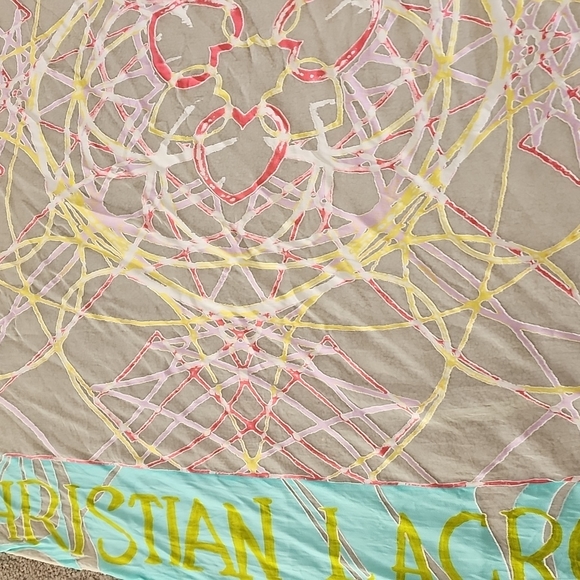 Vintage Christian Lacroix Paris Silk Scarf Sheer with Hearts - Picture 9 of 16